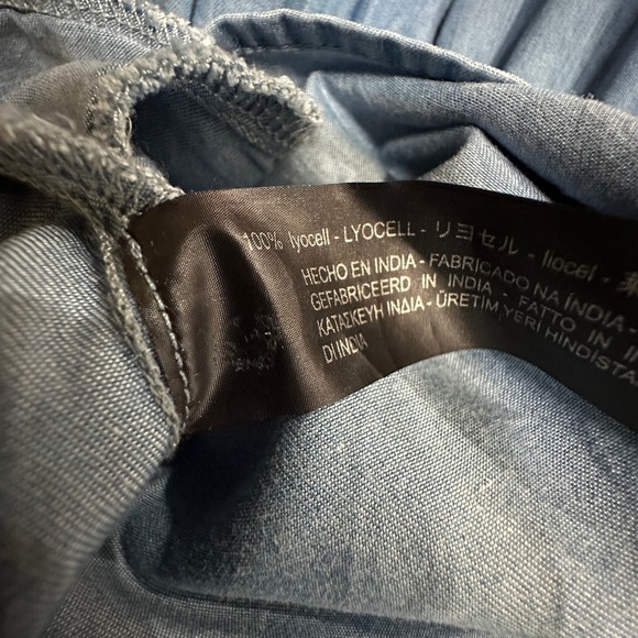 2/$30 Zara Mini Dress Premium Denim Chambray Puff Sleeve Size S Off Shoulder NWT - Picture 11 of 11